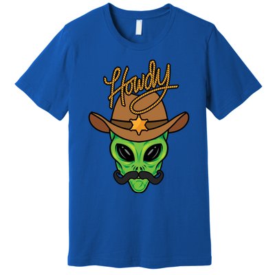 Howdy Alien Cow Funny Gift Funny Halloween Space Alien Costume Cool Gift Premium T-Shirt