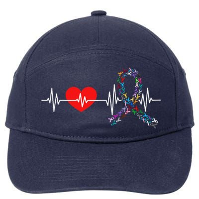 Heartbeat All Cancer Matters Awareness Day Warrior 7-Panel Snapback Hat