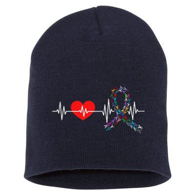 Heartbeat All Cancer Matters Awareness Day Warrior Short Acrylic Beanie