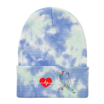 Heartbeat All Cancer Matters Awareness Day Warrior Tie Dye 12in Knit Beanie