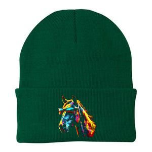 Horse Artwork Colourful Sunglasses Animal Horse Knit Cap Winter Beanie