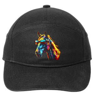 Horse Artwork Colourful Sunglasses Animal Horse 7-Panel Snapback Hat