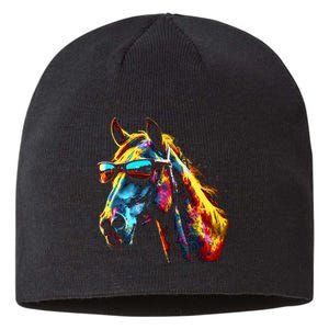 Horse Artwork Colourful Sunglasses Animal Horse Sustainable Beanie