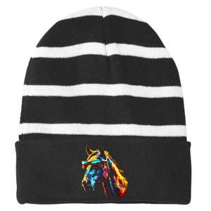 Horse Artwork Colourful Sunglasses Animal Horse Striped Beanie with Solid Band