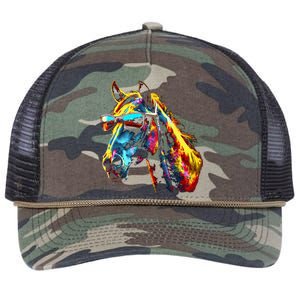 Horse Artwork Colourful Sunglasses Animal Horse Retro Rope Trucker Hat Cap