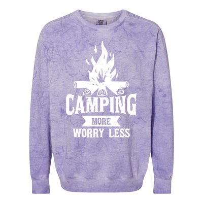 Hiking And Camping More Worry Less Nature Campfire Graphic Great Gift Colorblast Crewneck Sweatshirt