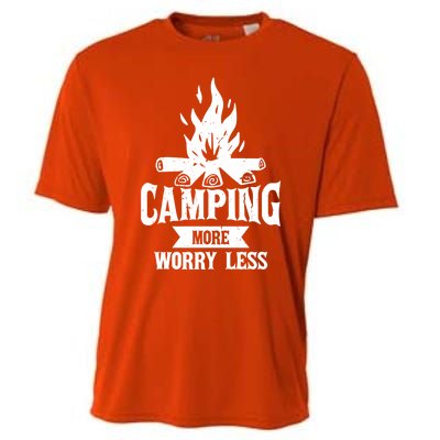 Hiking And Camping More Worry Less Nature Campfire Graphic Great Gift Cooling Performance Crew T-Shirt