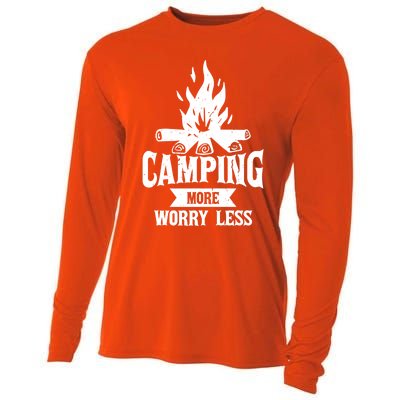 Hiking And Camping More Worry Less Nature Campfire Graphic Great Gift Cooling Performance Long Sleeve Crew