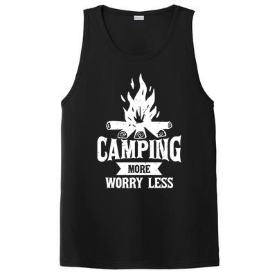 Hiking And Camping More Worry Less Nature Campfire Graphic Great Gift PosiCharge Competitor Tank