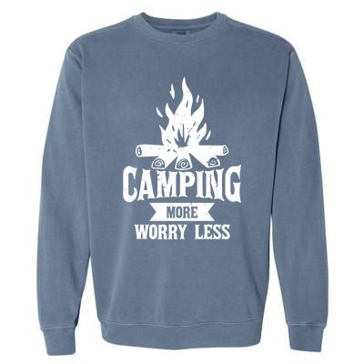 Hiking And Camping More Worry Less Nature Campfire Graphic Great Gift Garment-Dyed Sweatshirt