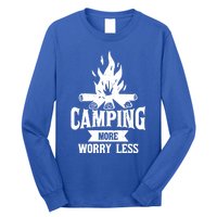 Hiking And Camping More Worry Less Nature Campfire Graphic Great Gift Long Sleeve Shirt