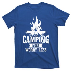 Hiking And Camping More Worry Less Nature Campfire Graphic Great Gift T-Shirt