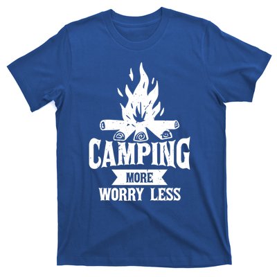 Hiking And Camping More Worry Less Nature Campfire Graphic Great Gift T-Shirt