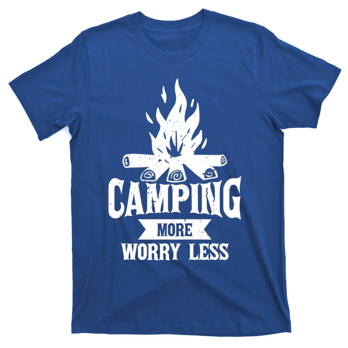 Hiking And Camping More Worry Less Nature Campfire Graphic Great Gift T-Shirt