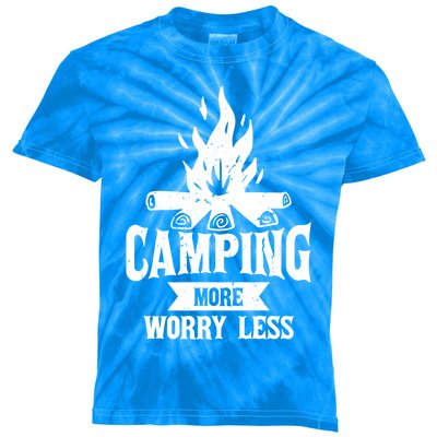 Hiking And Camping More Worry Less Nature Campfire Graphic Great Gift Kids Tie-Dye T-Shirt