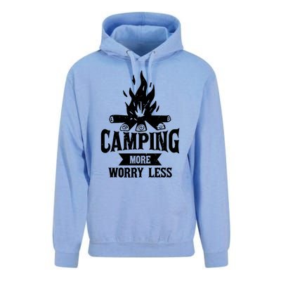 Hiking And Camping More Worry Less Nature Campfire Graphic Great Gift Unisex Surf Hoodie