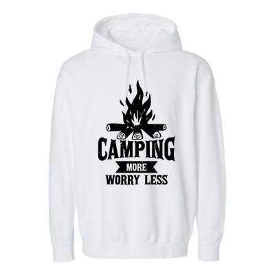 Hiking And Camping More Worry Less Nature Campfire Graphic Great Gift Garment-Dyed Fleece Hoodie