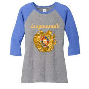 Hayastan Aria Coat Of Arms Cool Gift Arian Emblem Souvenir Gift Women's Tri-Blend 3/4-Sleeve Raglan Shirt