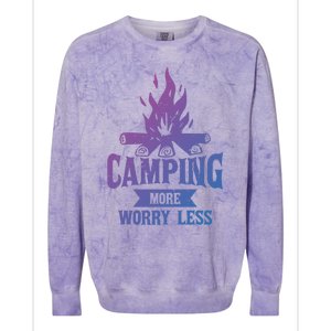 Hiking And Camping More Worry Less Nature Campfire Graphic Great Gift Colorblast Crewneck Sweatshirt