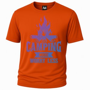 Hiking And Camping More Worry Less Nature Campfire Graphic Great Gift Cooling Performance Crew T-Shirt