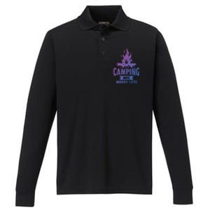 Hiking And Camping More Worry Less Nature Campfire Graphic Great Gift Performance Long Sleeve Polo