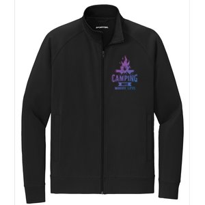 Hiking And Camping More Worry Less Nature Campfire Graphic Great Gift Stretch Full-Zip Cadet Jacket