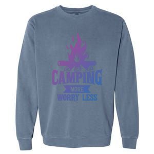 Hiking And Camping More Worry Less Nature Campfire Graphic Great Gift Garment-Dyed Sweatshirt