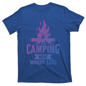 Hiking And Camping More Worry Less Nature Campfire Graphic Great Gift T-Shirt