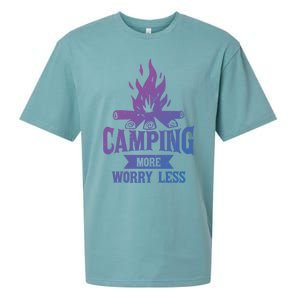 Hiking And Camping More Worry Less Nature Campfire Graphic Great Gift Sueded Cloud Jersey T-Shirt