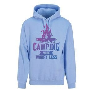 Hiking And Camping More Worry Less Nature Campfire Graphic Great Gift Unisex Surf Hoodie