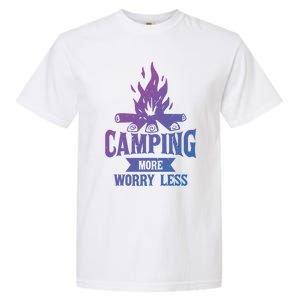 Hiking And Camping More Worry Less Nature Campfire Graphic Great Gift Garment-Dyed Heavyweight T-Shirt