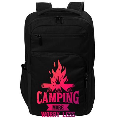 Hiking And Camping More Worry Less Nature Campfire Graphic Great Gift Impact Tech Backpack