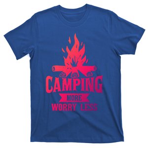 Hiking And Camping More Worry Less Nature Campfire Graphic Great Gift T-Shirt