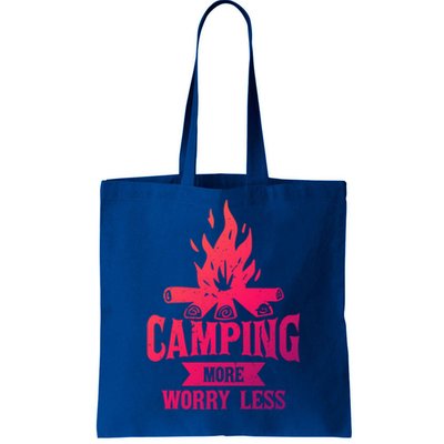 Hiking And Camping More Worry Less Nature Campfire Graphic Great Gift Tote Bag