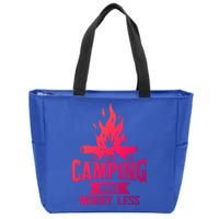 Hiking And Camping More Worry Less Nature Campfire Graphic Great Gift Zip Tote Bag