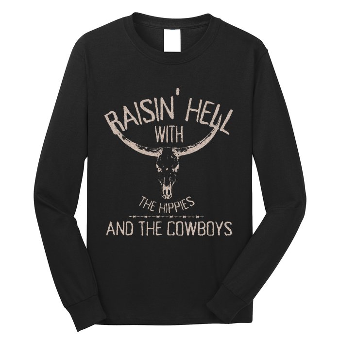 Hippies And Cow Western Cowhide Cow Long Sleeve Shirt