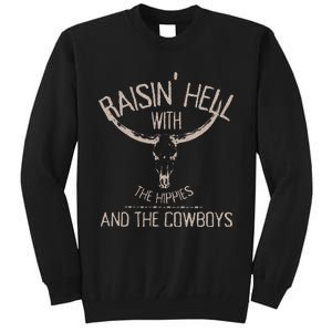 Hippies And Cow Western Cowhide Cow Tall Sweatshirt