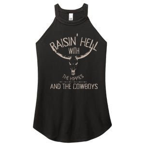 Hippies And Cow Western Cowhide Cow Women's Perfect Tri Rocker Tank