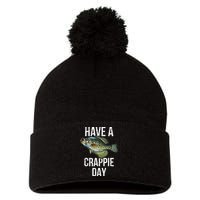 Have A Crappie Day Crappie Fishing Pom Pom 12in Knit Beanie