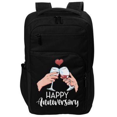 Happy Anniversary Cheers Wine Valentine's Day Love Marriage Premium Impact Tech Backpack