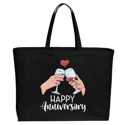 Happy Anniversary Cheers Wine Valentine's Day Love Marriage Premium Cotton Canvas Jumbo Tote