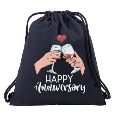 Happy Anniversary Cheers Wine Valentine's Day Love Marriage Premium Drawstring Bag