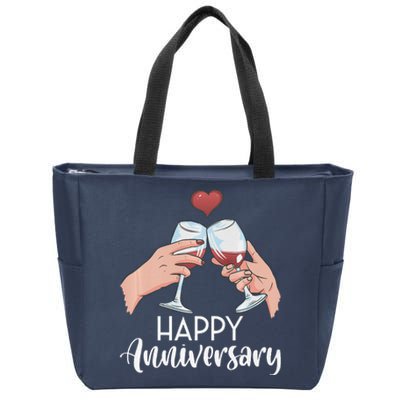 Happy Anniversary Cheers Wine Valentine's Day Love Marriage Premium Zip Tote Bag