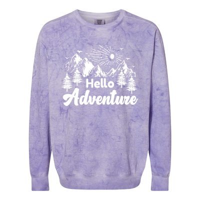 Hello Adventure Camping Hiking Adventures Cool Gift Colorblast Crewneck Sweatshirt