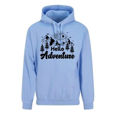 Hello Adventure Camping Hiking Adventures Cool Gift Unisex Surf Hoodie