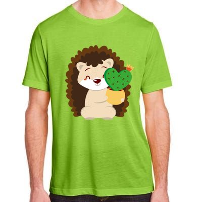 Hedgehog And Cactus Love Heart Cute Valentines Day Gift Adult ChromaSoft Performance T-Shirt