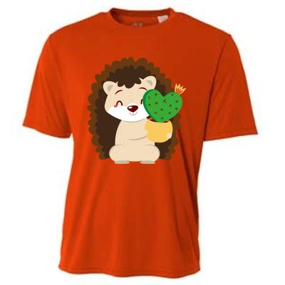 Hedgehog And Cactus Love Heart Cute Valentines Day Gift Cooling Performance Crew T-Shirt