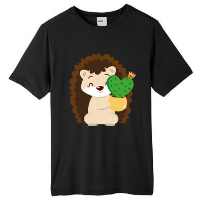 Hedgehog And Cactus Love Heart Cute Valentines Day Gift Tall Fusion ChromaSoft Performance T-Shirt