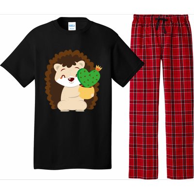 Hedgehog And Cactus Love Heart Cute Valentines Day Gift Pajama Set