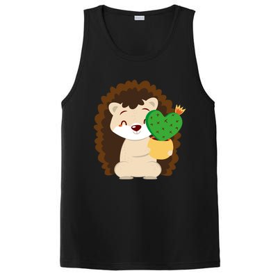 Hedgehog And Cactus Love Heart Cute Valentines Day Gift PosiCharge Competitor Tank